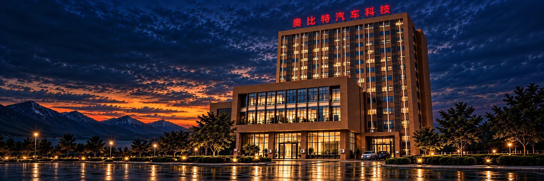 奥比特公司楼夜景——基于实拍建筑制作的品牌氛围效果图
